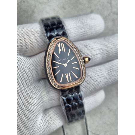 불** 세르펜티 세두토리 워치 로즈골드 블랙다이얼 다이아