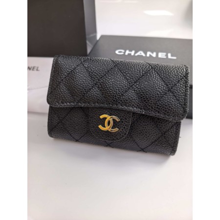 샤* 클래식 똑딱이 카드지갑 블랙 금장